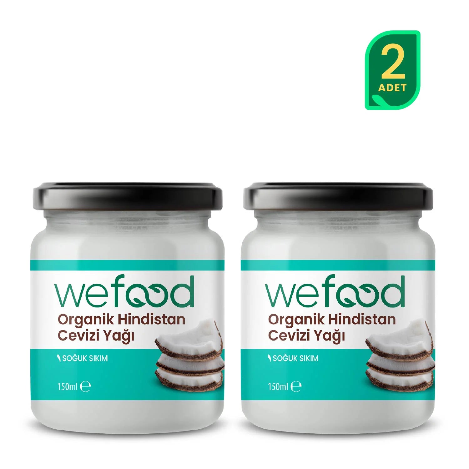 Wefood Organik Hindistan Cevizi Yağı 150 ml 2'li(Organik Sertifikalı, Soğuk Sıkım)